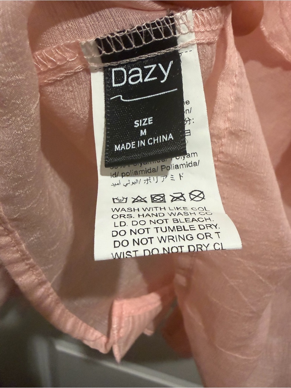 Peach Ruffle V-Neck Long Sleeve Blouse - Picture 4 of 12